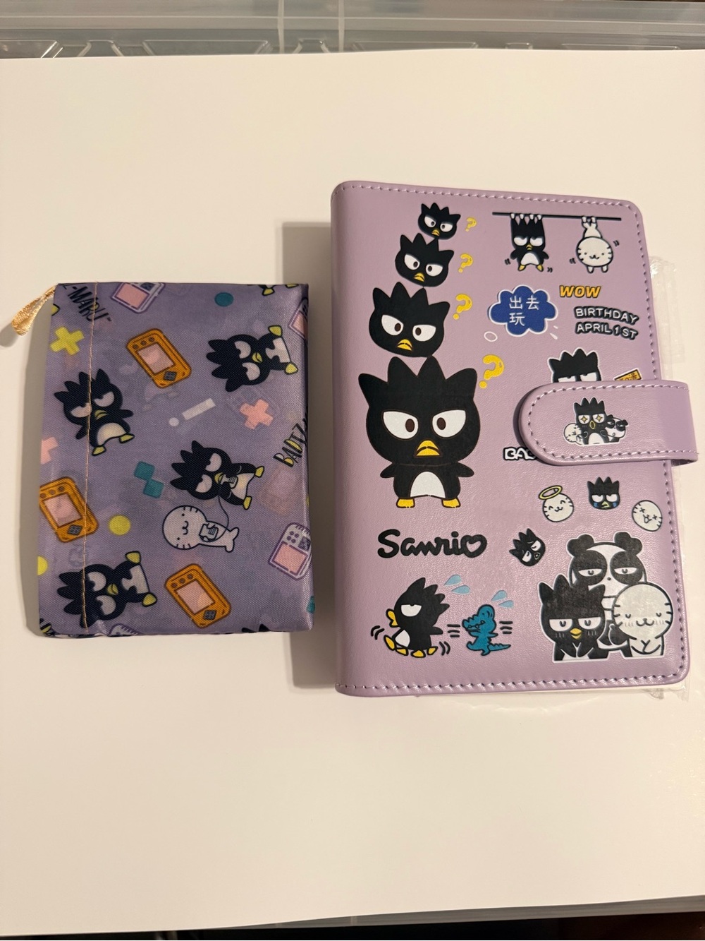 Sanrio Badtz notebook and tote bag